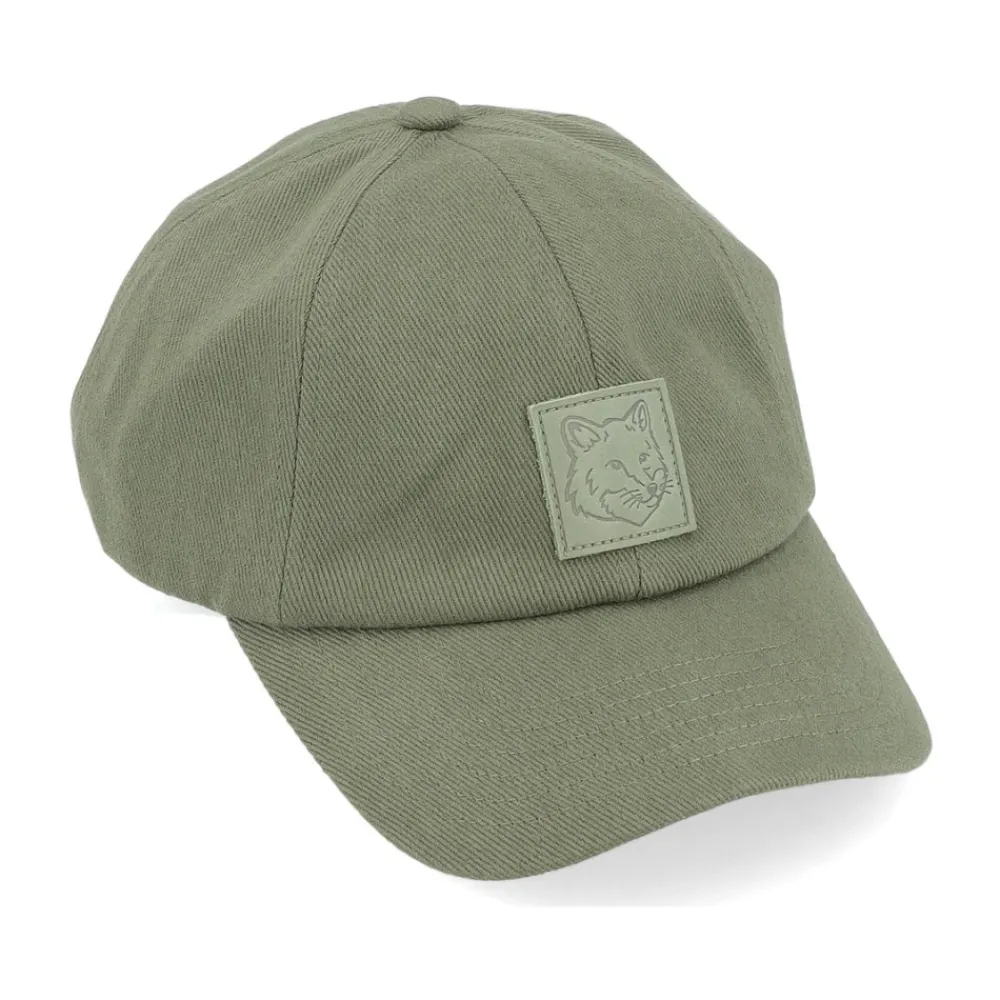 Huer, Kasketter & Hatte^Maison Kitsuné Bold Fox Head Leather Patch 6P Cap Grøn
