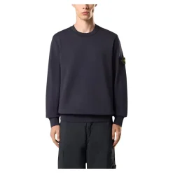 Trøjer|Sweatshirts^Stone Island Bomuld Fleece Crewneck Sweatshirt Blå