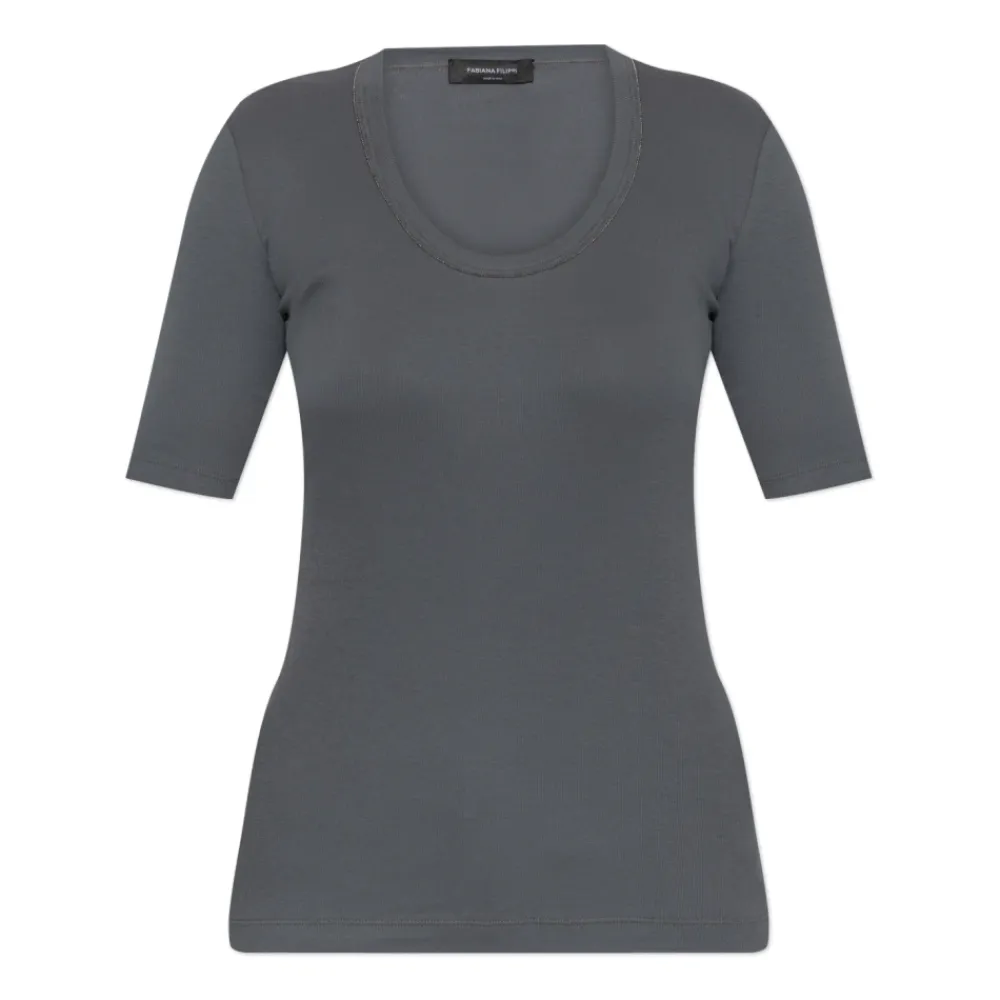T-Shirts<Fabiana Filippi Bomuld t-shirt Grå