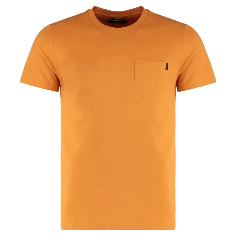 T-Shirts^Moorer Bomuld T-shirt med frontlomme Orange