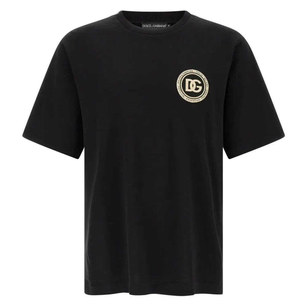 T-Shirts & Toppe^Dolce & Gabbana Bomulds T-shirt med logo patch Sort