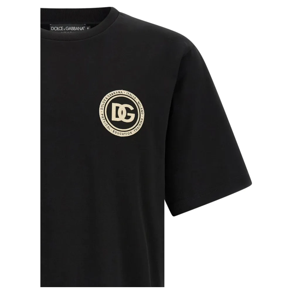 T-Shirts & Toppe^Dolce & Gabbana Bomulds T-shirt med logo patch Sort