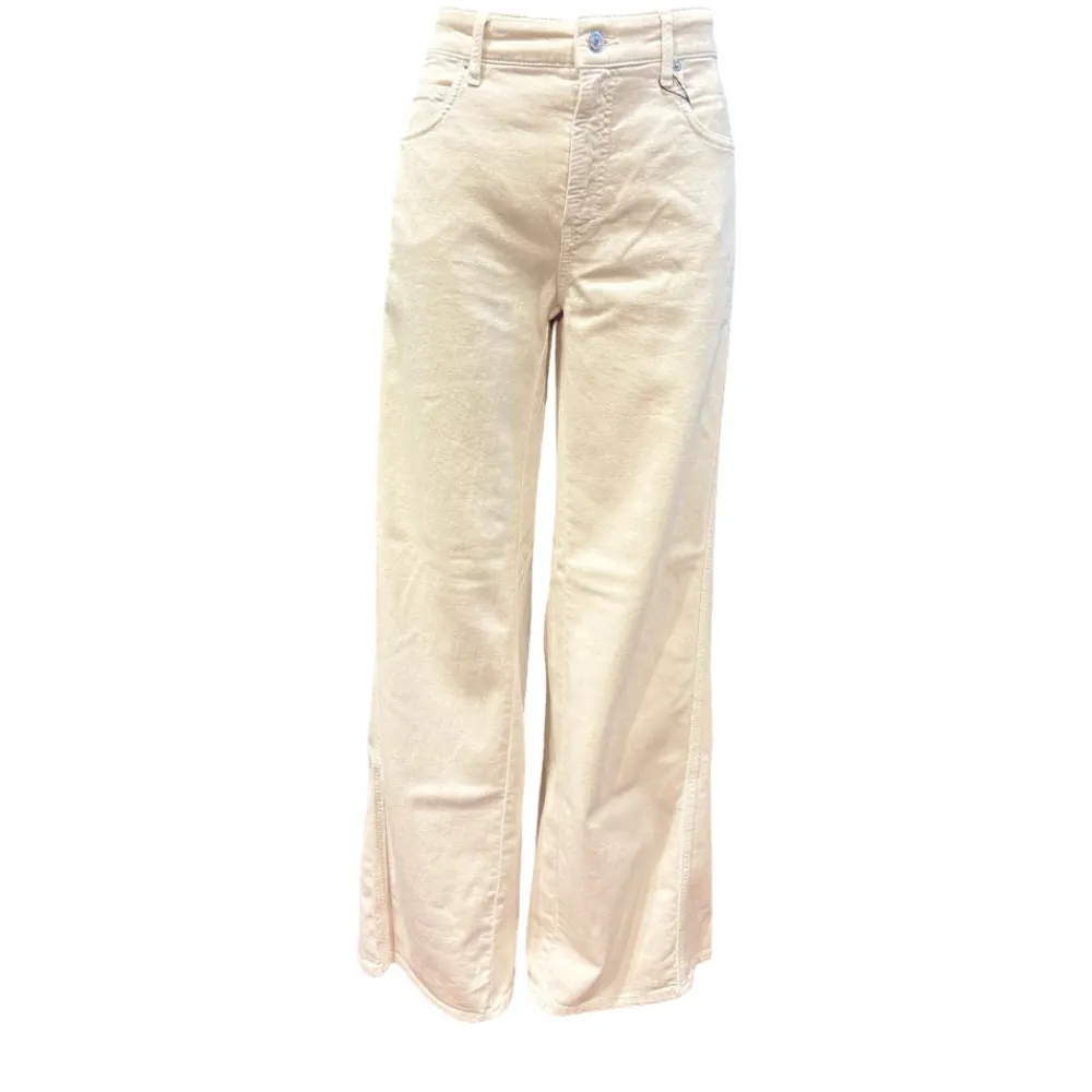 Bukser<Cambio Bred Ben Palazzo Patch Jeans Beige