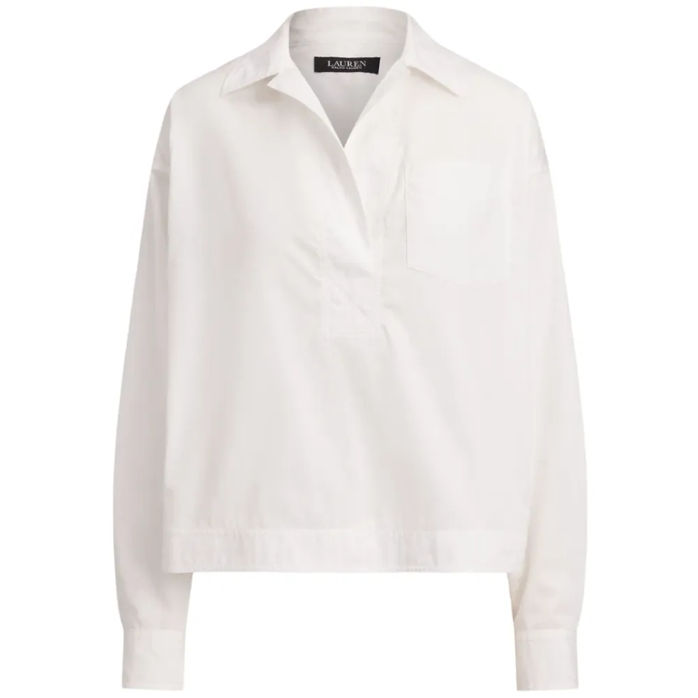 Bluser & Skjorter<Ralph Lauren Broadcloth Cropped Skjorte Hvid