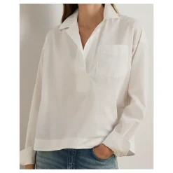 Bluser & Skjorter<Ralph Lauren Broadcloth Cropped Skjorte Hvid