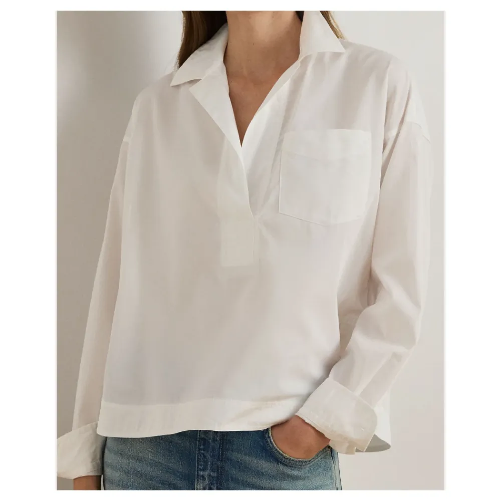 Bluser & Skjorter<Ralph Lauren Broadcloth Cropped Skjorte Hvid