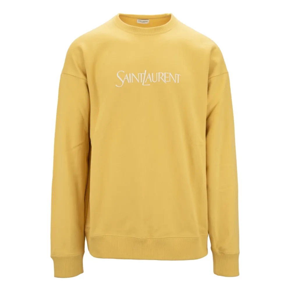 Trøjer|Sweatshirts^Saint Laurent Broderet bomuldssweatshirt Gul