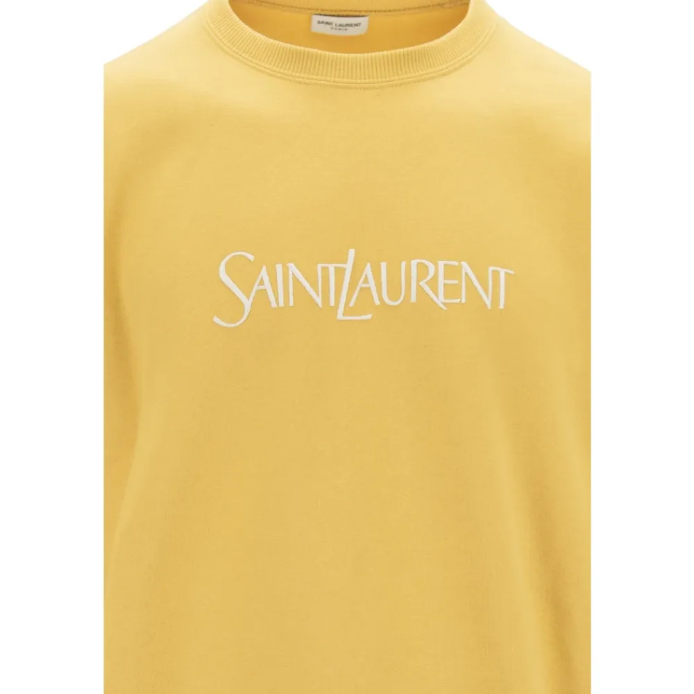 Trøjer|Sweatshirts^Saint Laurent Broderet bomuldssweatshirt Gul