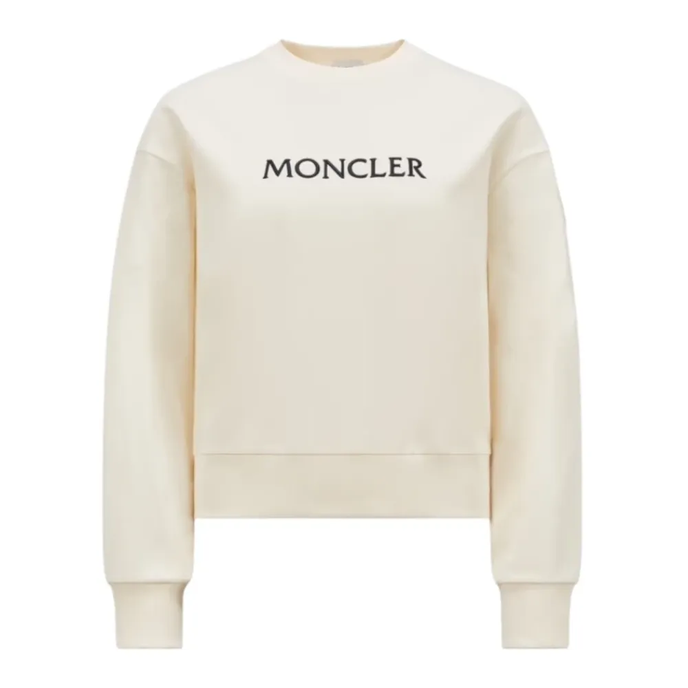 Sweatshirts<Moncler Broderet Logo Bomulds Sweatshirt Hvid