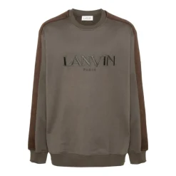 Sweatshirts<Lanvin Broderet Logo Crew Neck Sweater Brun