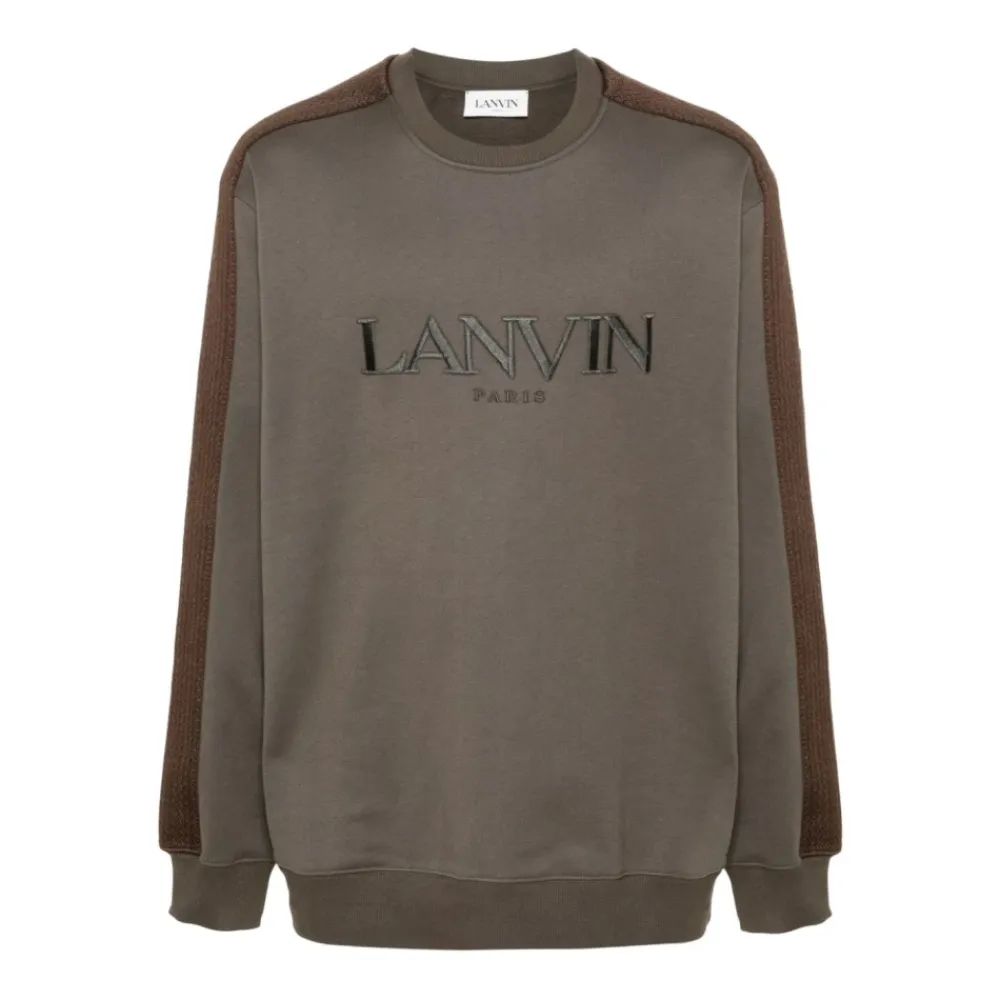 Sweatshirts<Lanvin Broderet Logo Crew Neck Sweater Brun