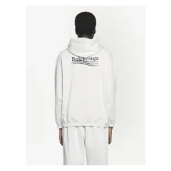 Trøjer<Balenciaga Broderet Logo Hoodie Hvid