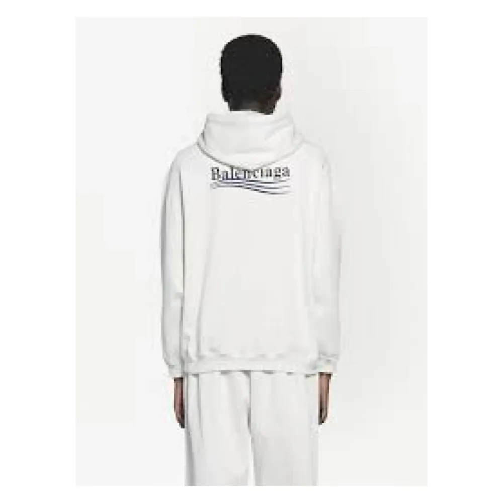 Trøjer<Balenciaga Broderet Logo Hoodie Hvid