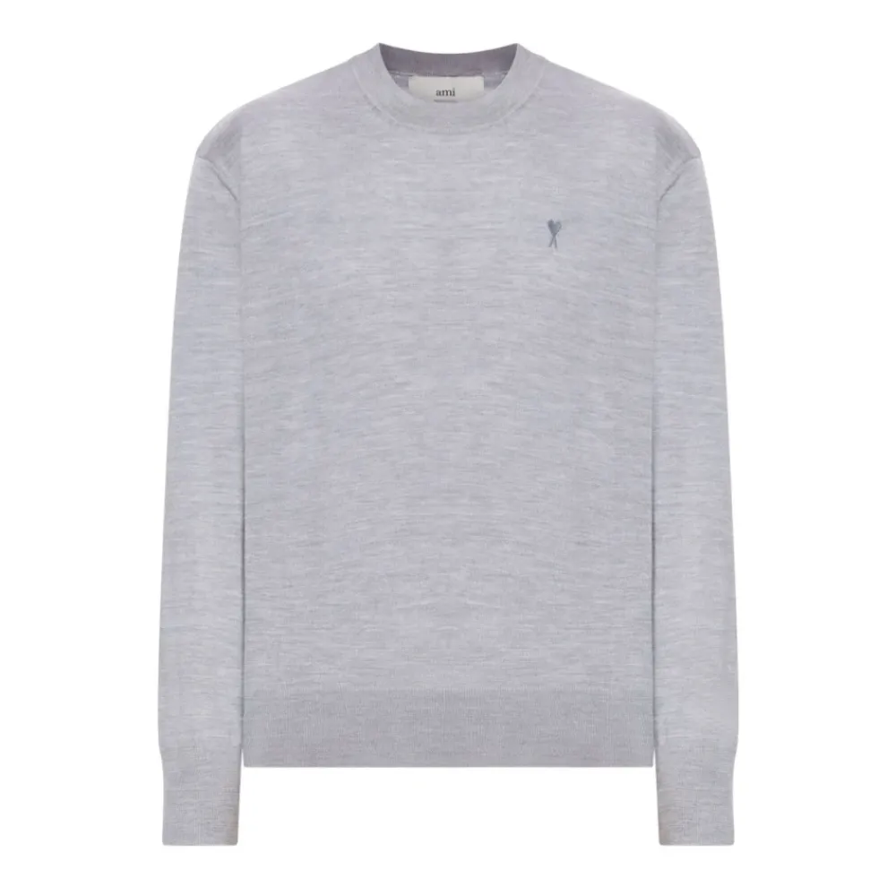 Sweatshirts<Ami Paris Broderet Logo Sweaters Grå