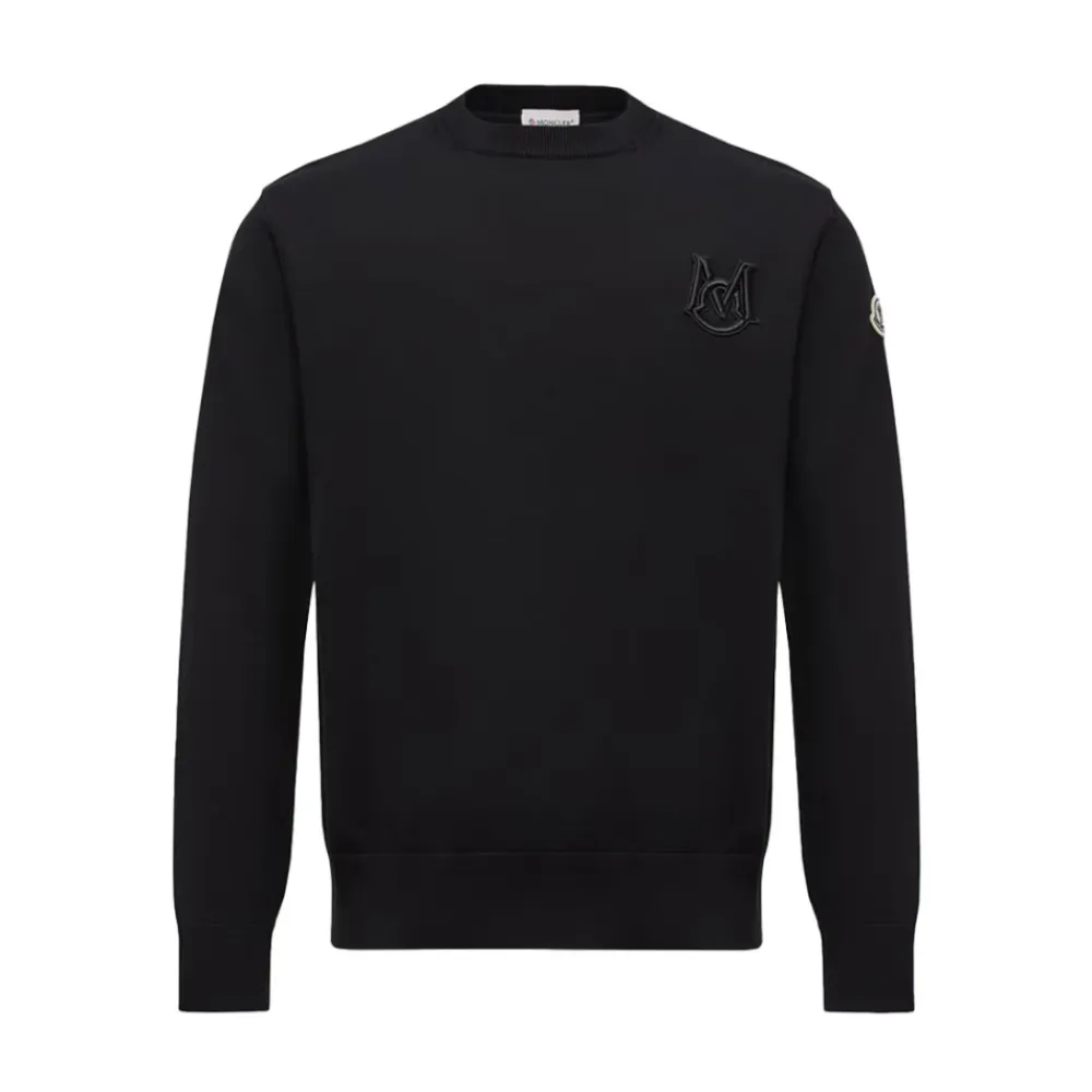 Trøjer|Sweatshirts<Moncler Broderet Monogram Jumper Sort