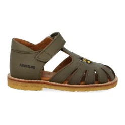 Sandaler^Angulus Broderet Velcrosandal - Oliven Grøn