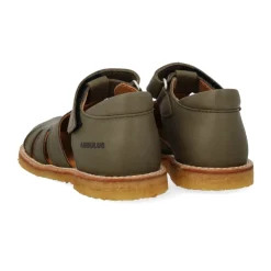 Sandaler^Angulus Broderet Velcrosandal - Oliven Grøn