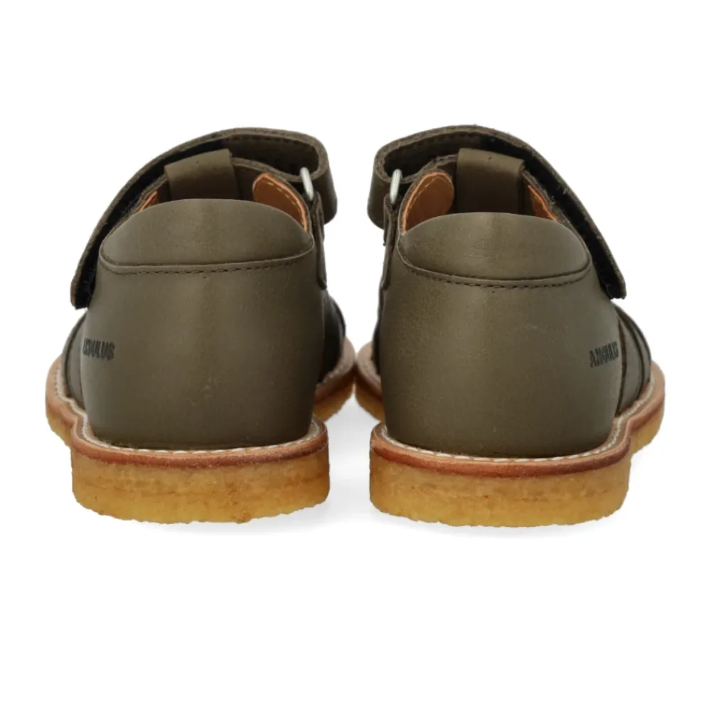 Sandaler^Angulus Broderet Velcrosandal - Oliven Grøn