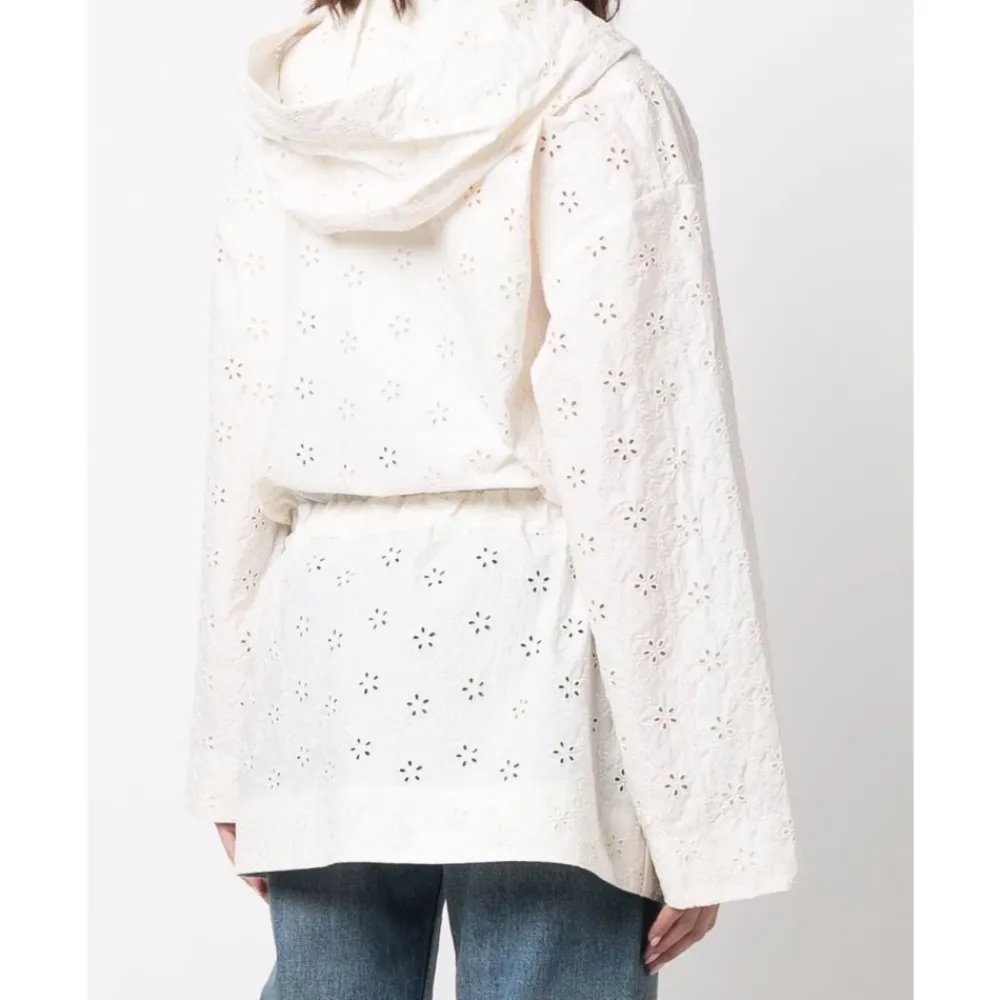 Jakker<Moncler Broderie Anglaise Cape Jakke Hvid