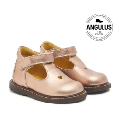 Pæne Sko<Angulus Bronze Metallic Velcrosko med Hjertemotiv Brun