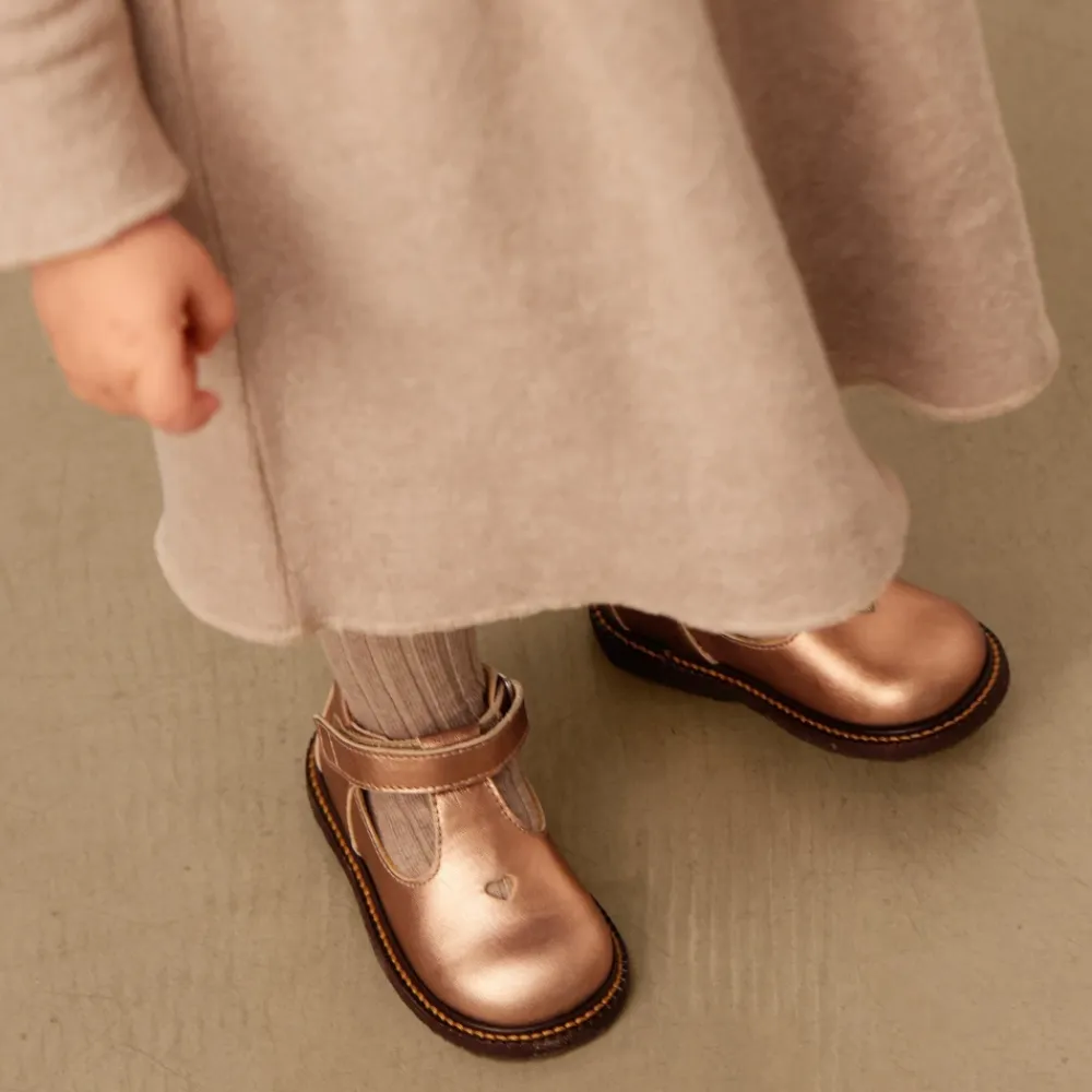 Pæne Sko<Angulus Bronze Metallic Velcrosko med Hjertemotiv Brun