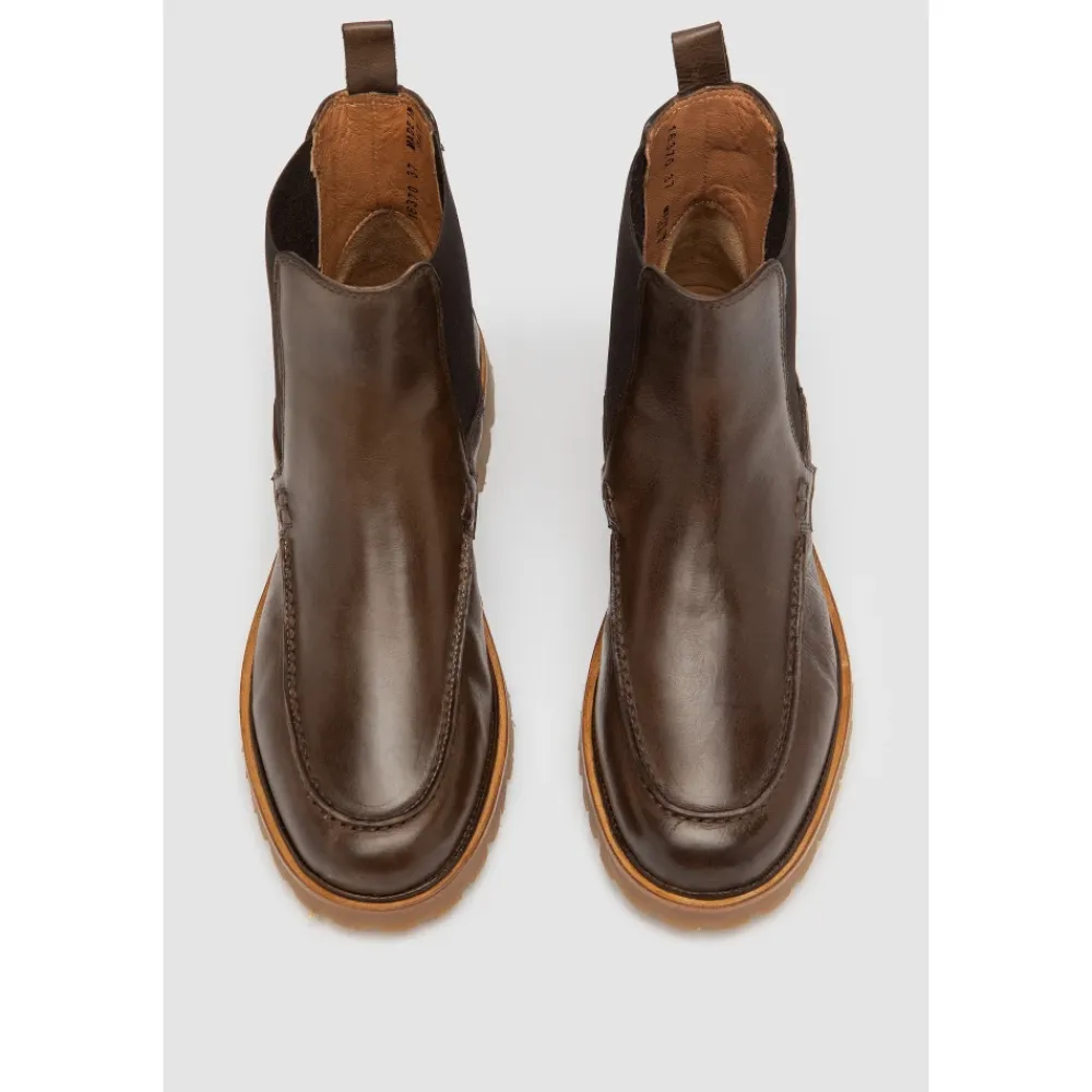 Chelsea Boots<Elia Maurizi Chelsea Boot i Kalveskind Brun