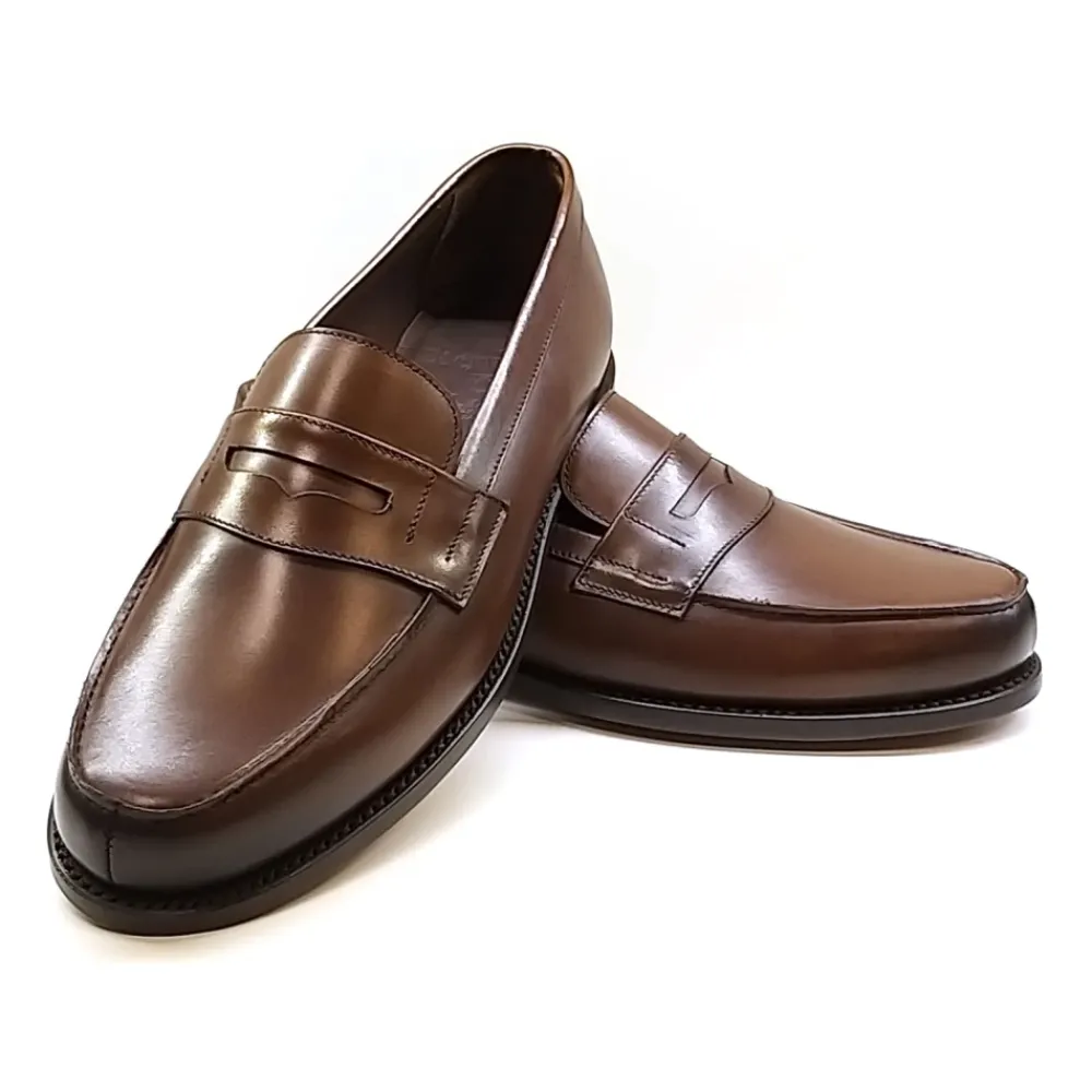 Loafers^Berwick Kalveskind Loafer med Penny Strap Brun
