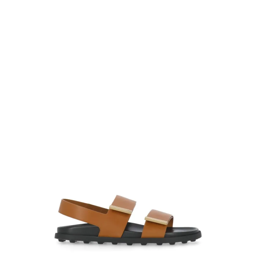 Sandaler<Tod's Læder Sandaler med Velcrolukning Brun