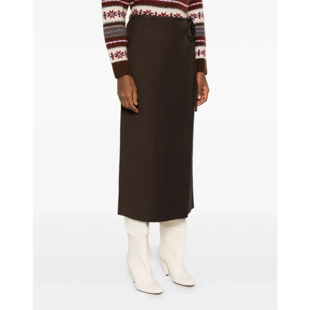 Nederdele^Dunst Midi Wrap Nederdel Brun