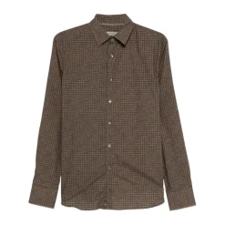 Skjorter^Canali Skjorte med Mikrocheck Mønster Brun