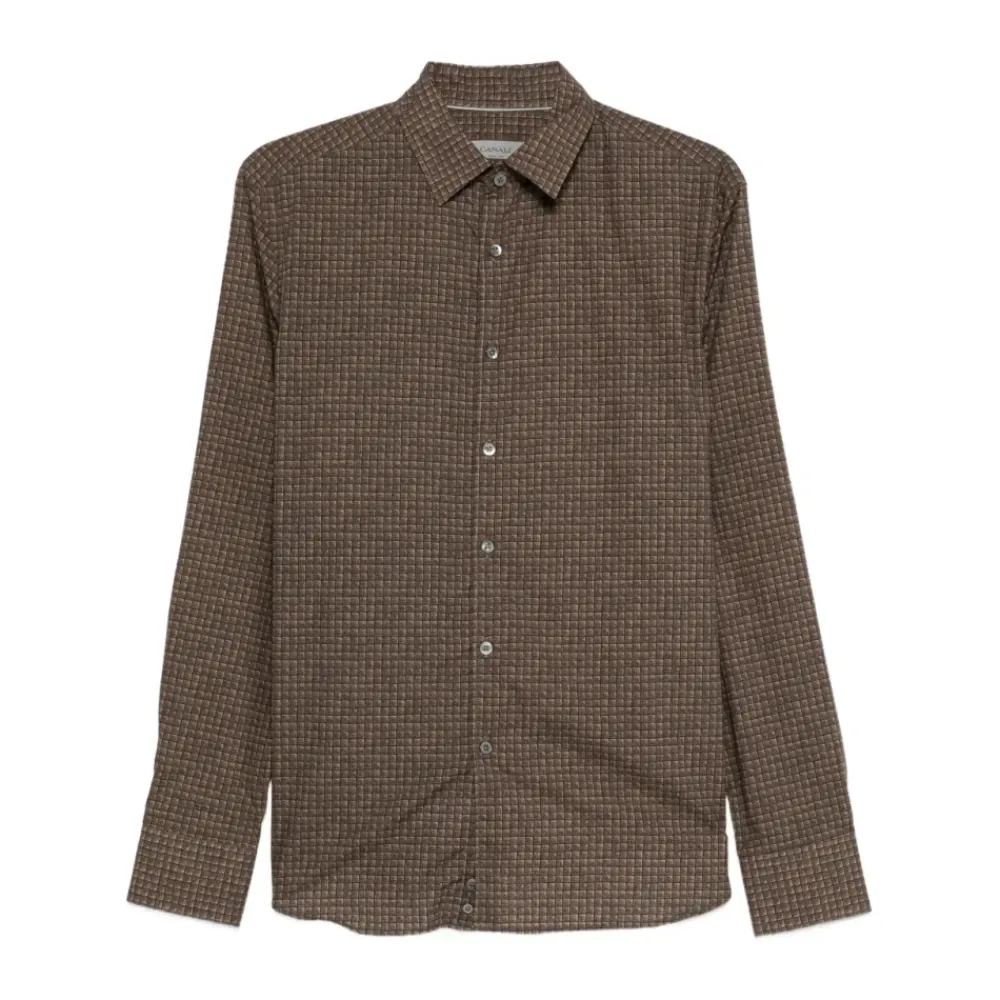 Skjorter^Canali Skjorte med Mikrocheck Mønster Brun