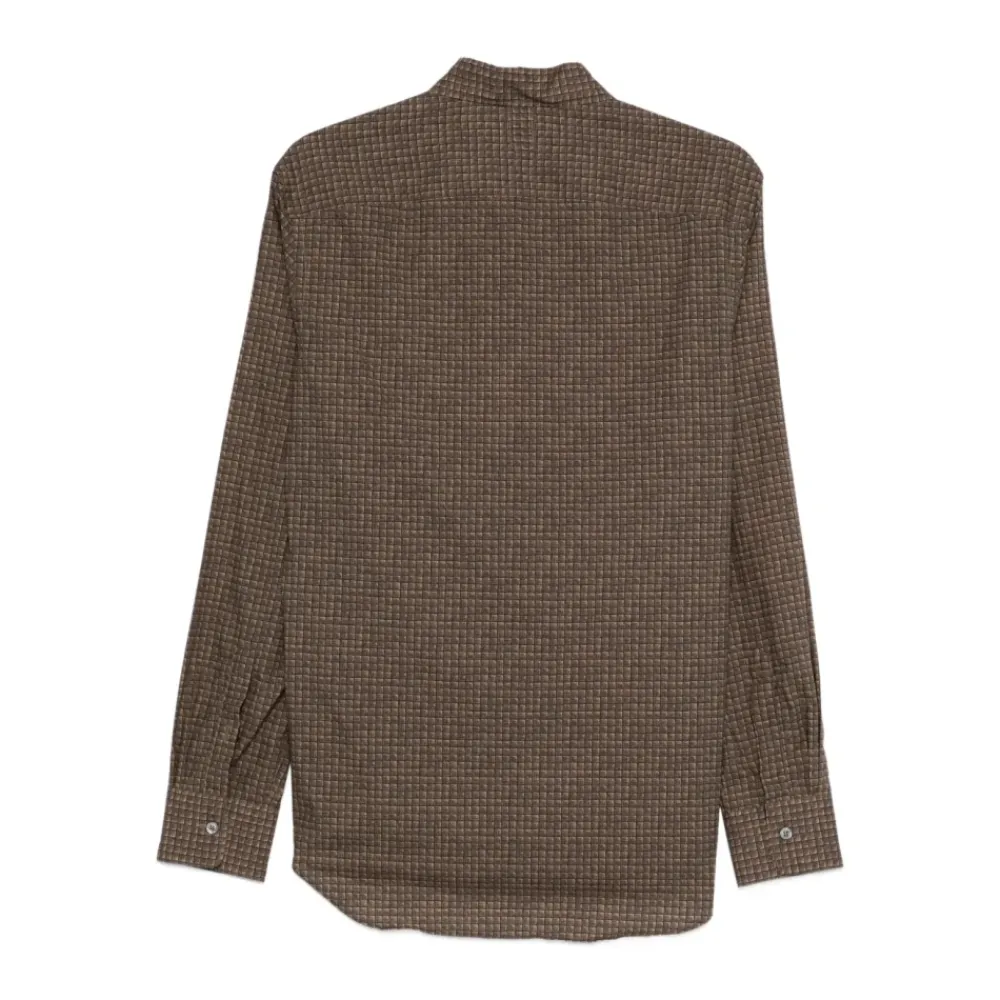 Skjorter^Canali Skjorte med Mikrocheck Mønster Brun