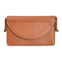 Clutch<Marni Skuldertaske med Logoprint Brun