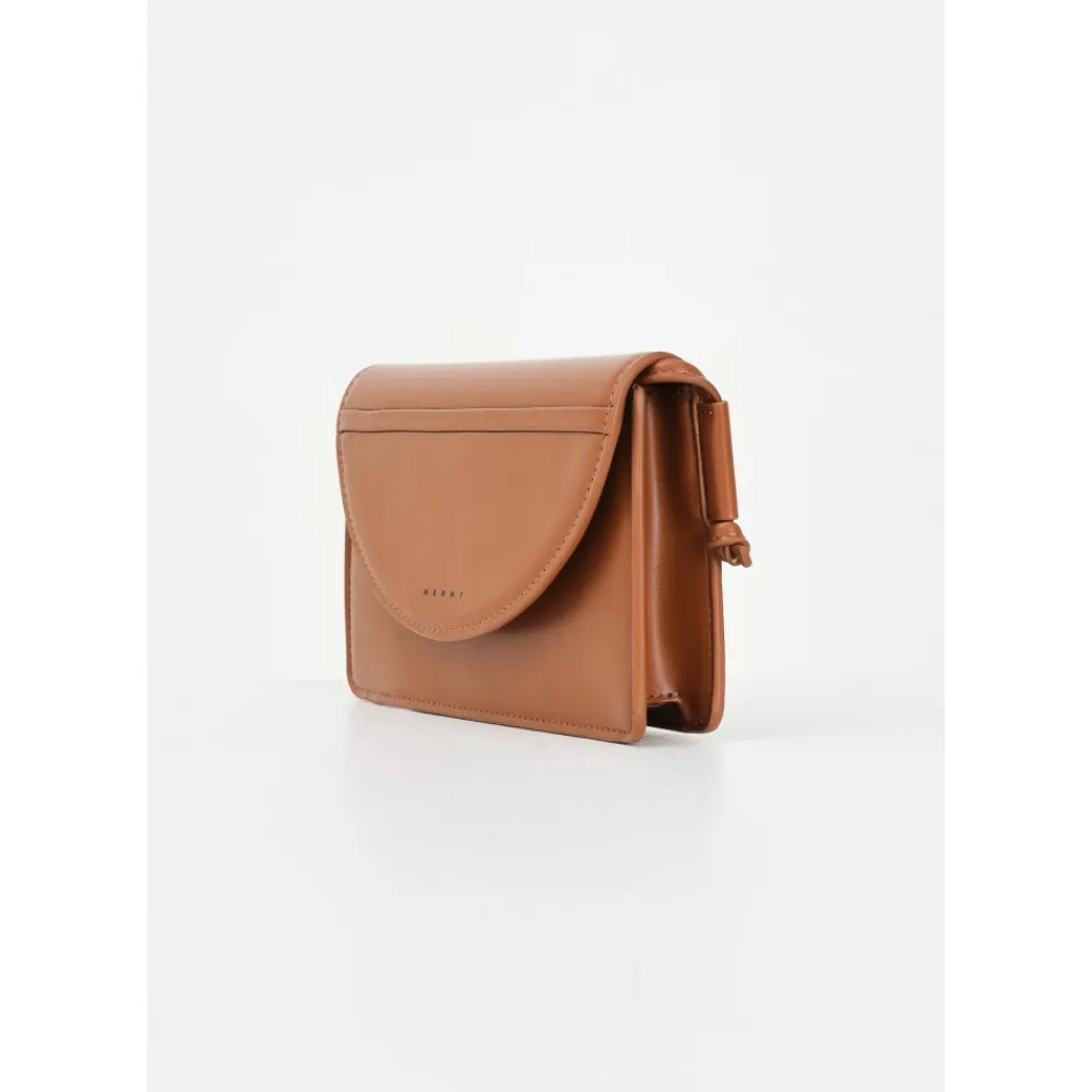 Clutch<Marni Skuldertaske med Logoprint Brun