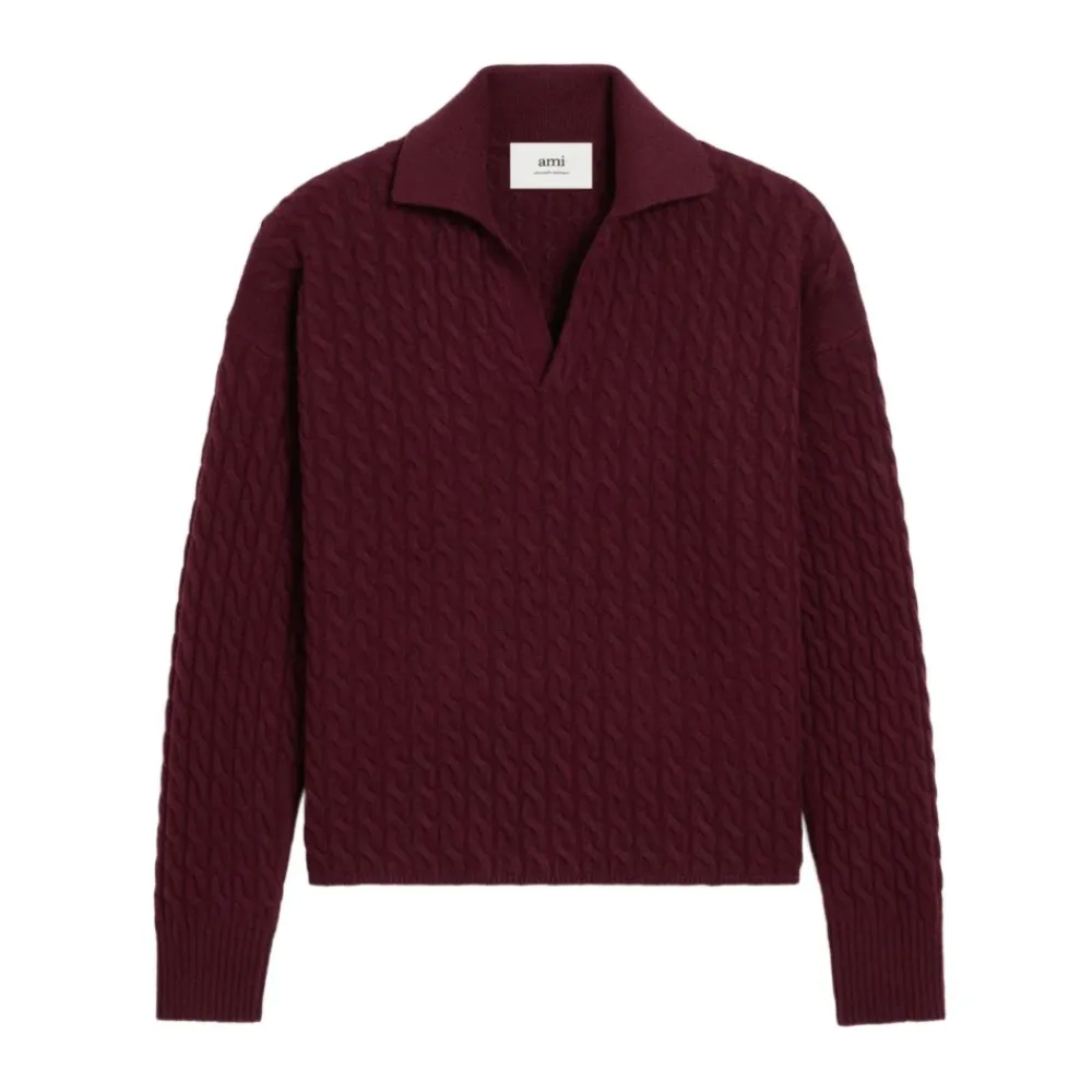 Strik^Ami Paris Burgundy Cable Strik Sweater Rød