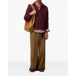Strik^Ami Paris Burgundy Cable Strik Sweater Rød