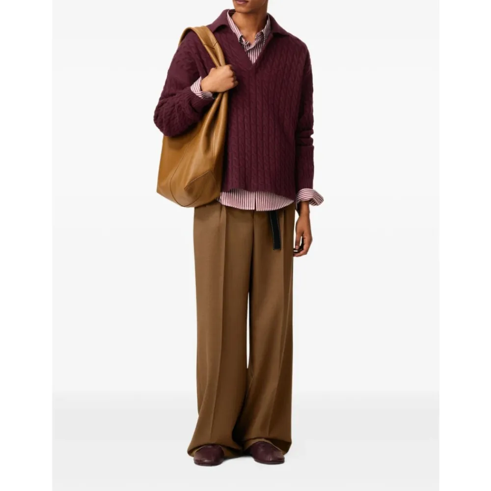 Strik^Ami Paris Burgundy Cable Strik Sweater Rød