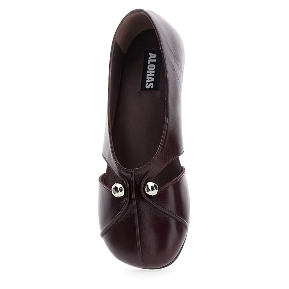 Ballerina Sko^ALOHAS Burgundy Læder Ballet Flats Rød