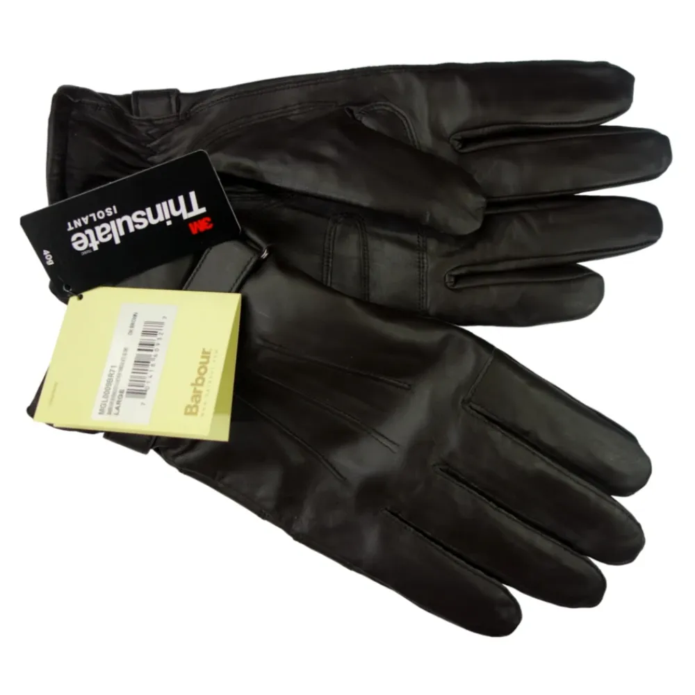Handsker^Barbour Burnished Leather Thinsulate Handsker Brun