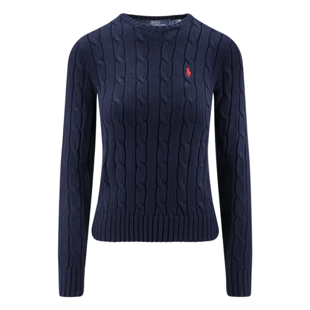Striktrøjer & Sweatere<Polo Ralph Lauren Cable Knit Bomulds Sweater Blå