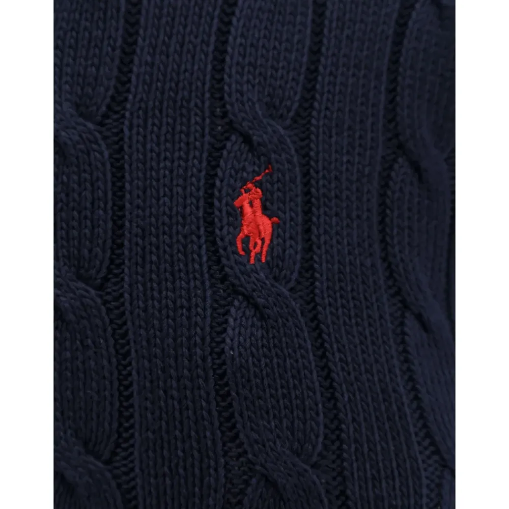 Striktrøjer & Sweatere<Polo Ralph Lauren Cable Knit Bomulds Sweater Blå