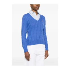 Striktrøjer & Sweatere<Ralph Lauren Cable-strikket V-hals sweater Blå