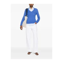 Striktrøjer & Sweatere<Ralph Lauren Cable-strikket V-hals sweater Blå