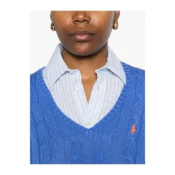 Striktrøjer & Sweatere<Ralph Lauren Cable-strikket V-hals sweater Blå