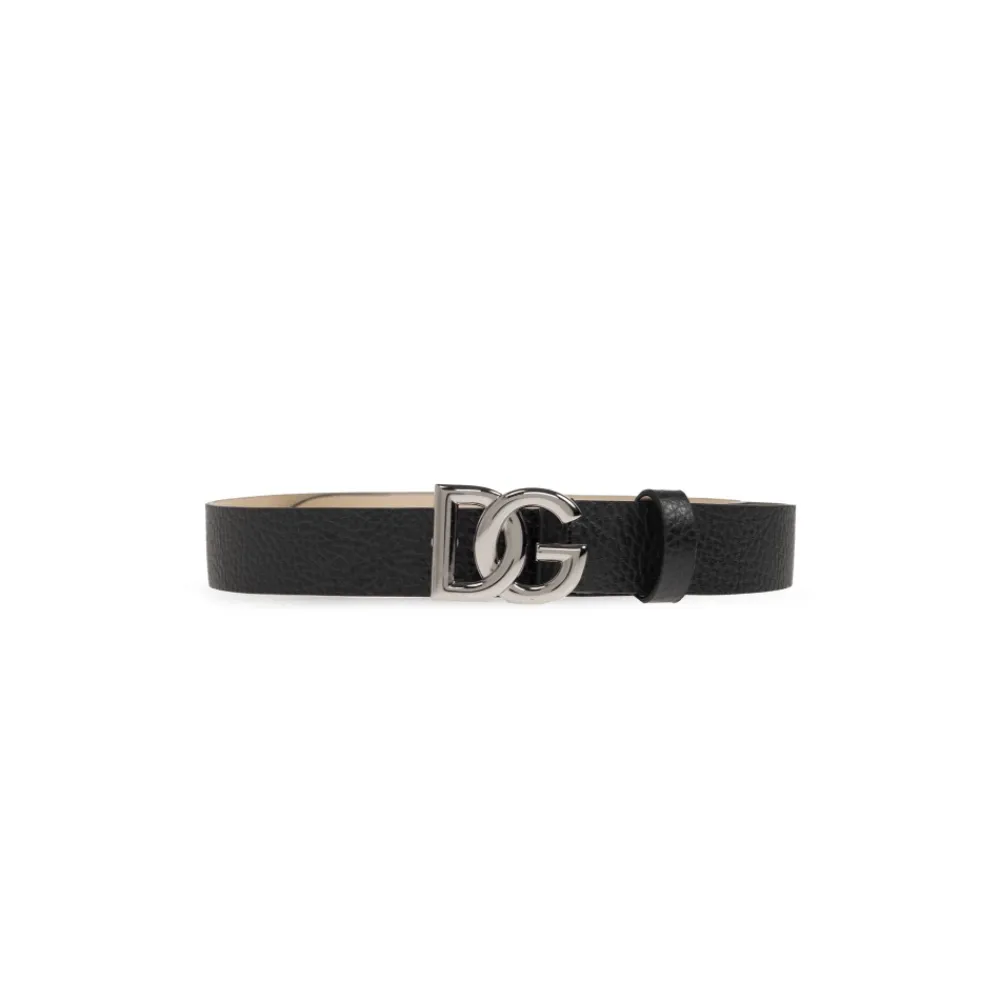 Bælter & Seler^Dolce & Gabbana Calfskin Logo Bælte Sort