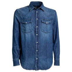 Skjorter<Dondup Camicia texana regular in denim fisso Blå