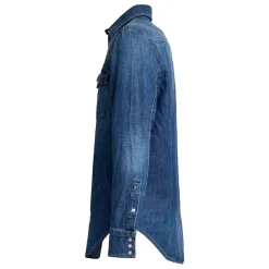 Skjorter<Dondup Camicia texana regular in denim fisso Blå