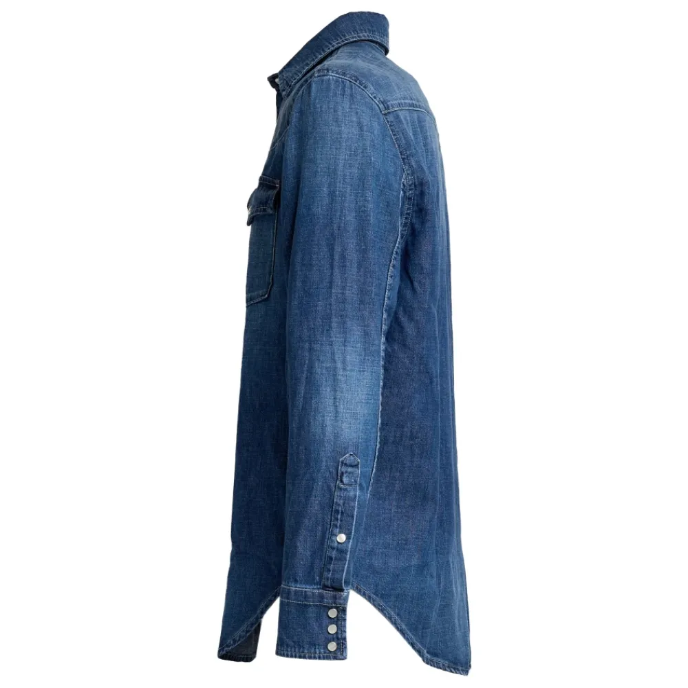 Skjorter<Dondup Camicia texana regular in denim fisso Blå