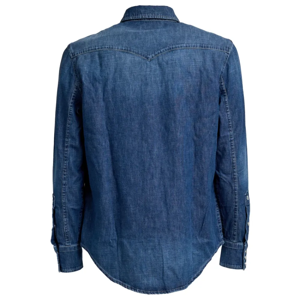 Skjorter<Dondup Camicia texana regular in denim fisso Blå