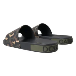 Sandaler<Dolce & Gabbana Camouflage Læder Slides Multifarvet
